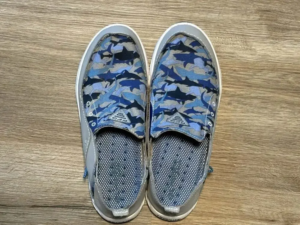 Columbia Men's PFG Bahama Vent Slip-On Fishing Boat Shoe Size 9.5 Shark Camo